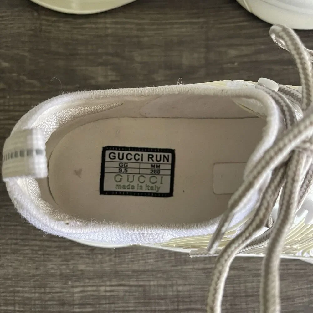 Gucci Run Men White Gray Black Sneakers Shoes 680893 Gucci Size 9.5 US 10